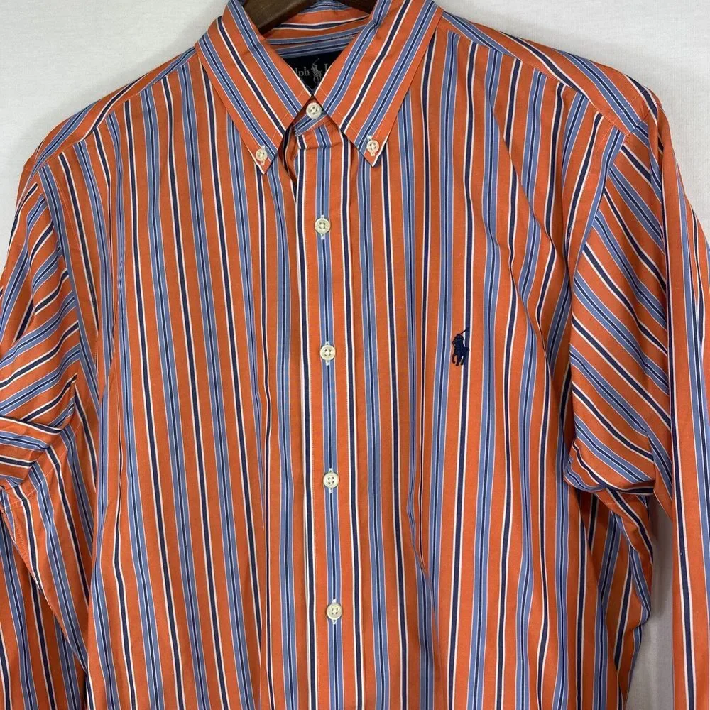 Polo Ralph Lauren Polo Shirt‎ Men's 16.5 34/35 Custom Fit 100% Cotton L/S Oxford